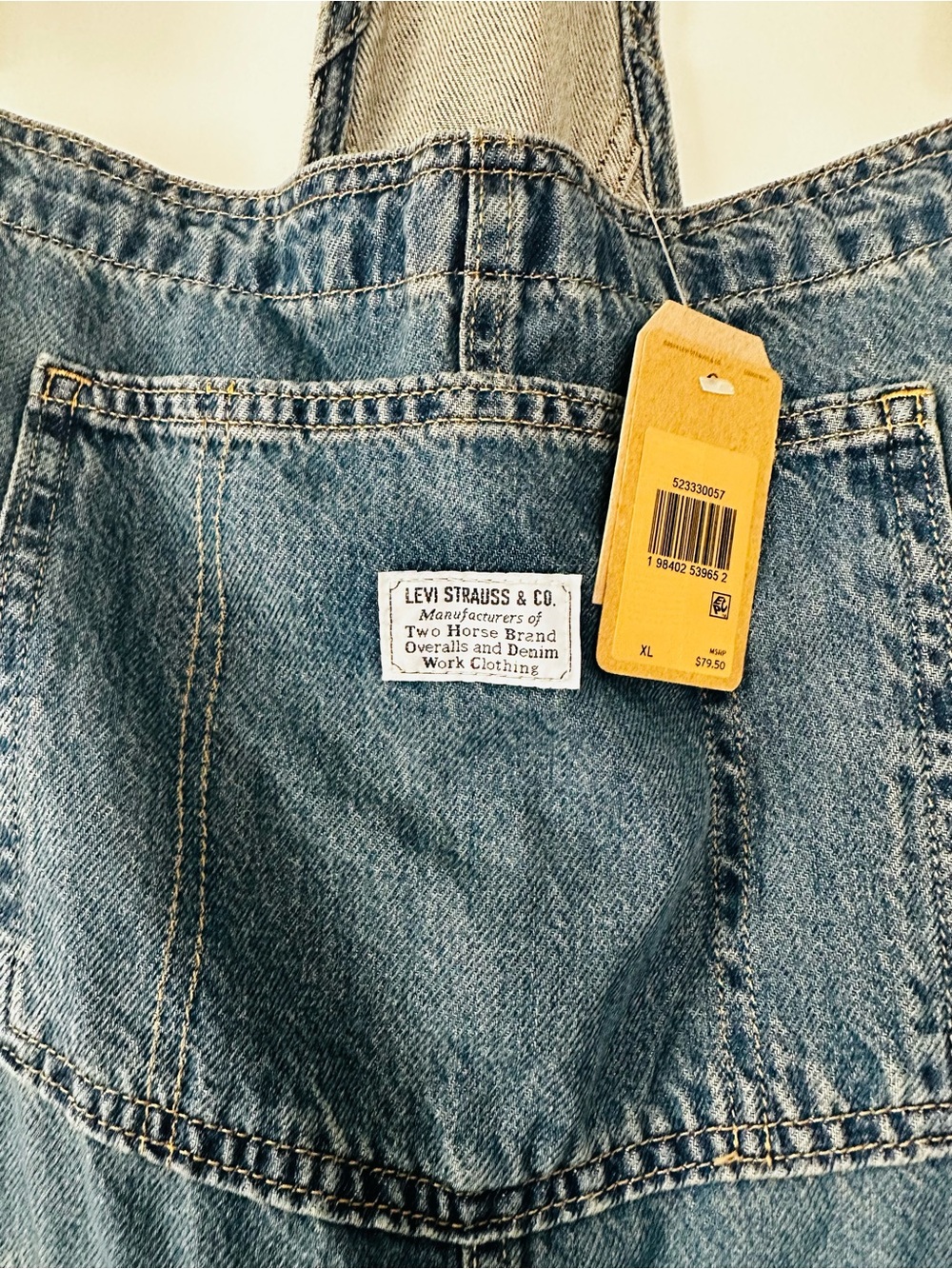 NWT Levi's Blue Denim Shortalls Jean Overalls Summer Utility Romper Women XL - Picture 4 of 8